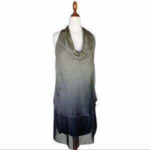 Sofia Collection Ombré Drape Neck Silk Dress Small